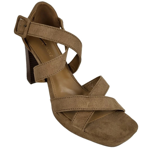 Anne Klein Valta Crossover Block Heel Sandal - Picture 1 of 8
